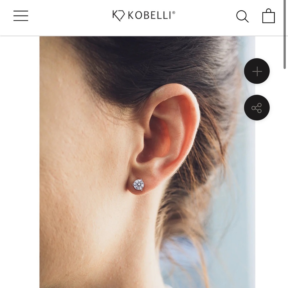 Kobelli 14 k gold Round Brilliant 2 cts Moissanite Stud Earrings